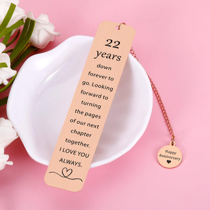 22 Year Anniversary Copper Gifts for Him/Her, 22th Wedding Anniversary for Wife Husband - Copper Anniversary Bookmark for Women Men Couple