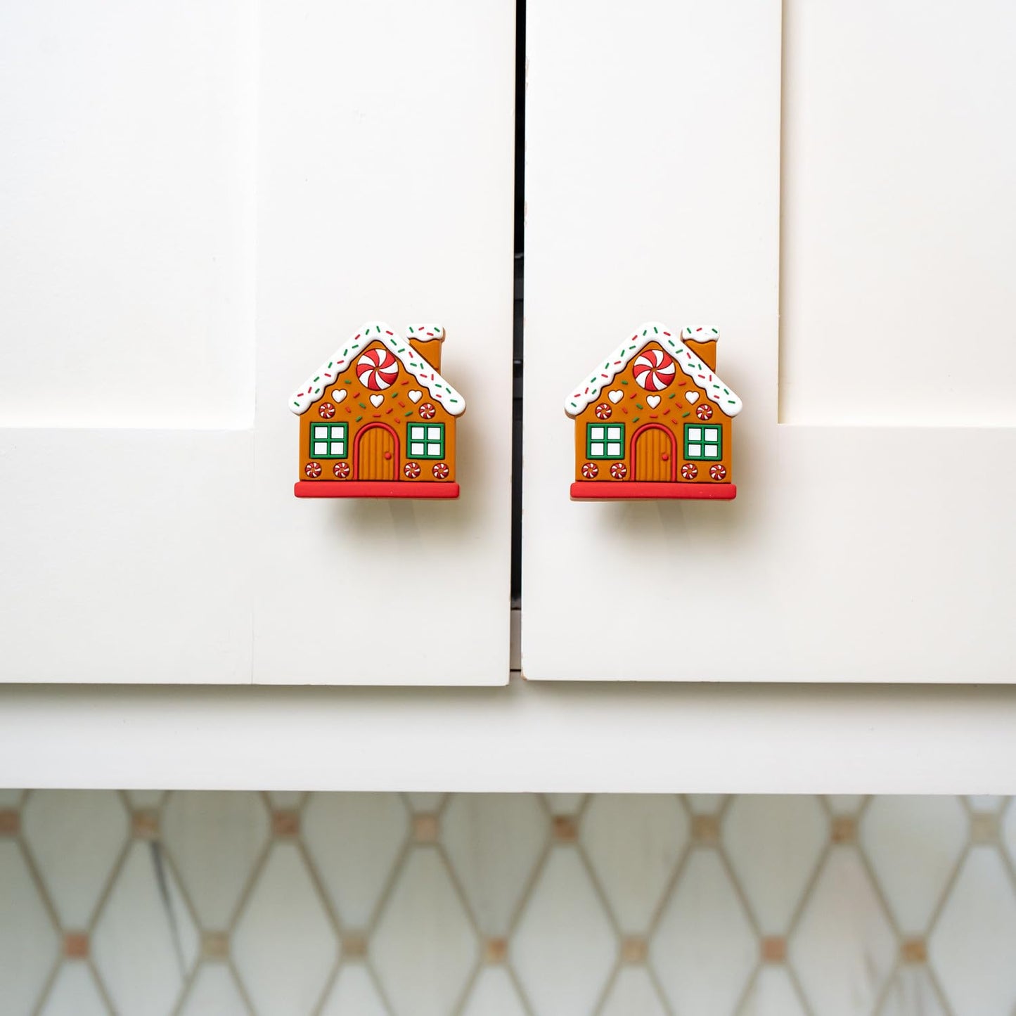Knobēz 12pk Gingerbread House Decorative Knob Covers - Christmas Ornaments