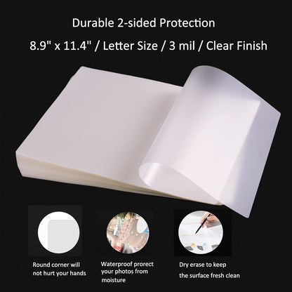 MPRT Laminating Sheets, 3 Mil Clear Thermal Laminating Pouches 8.9 x 11.4 Inches Laminate Sheets Paper for Laminator, 200-Pack