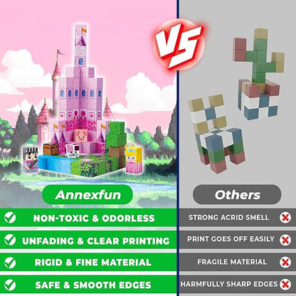 DOFASNCN Pink Magnetic Building Blocks Magnetic Building Tiles Toys for Boys Girls Age 3+，Creative Plastic Magnet Square Gift for Kids Pink Castle 100PCS