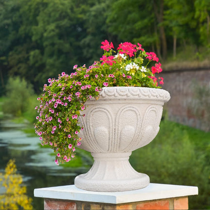 Chambtalie Elegant Outdoor Flowerpot European Style Beige Resin Crafts for Plants Decorative Outdoor Statue Pot Ideal for Yard and Garden Balcony Decor (1424)