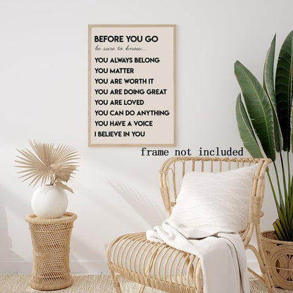 Motivational Phrases Wall Art Prints: Inspirational Decor - Positive Affirmations for Kids Room, Living Room, Office & Classroom - 8x12in Unframed