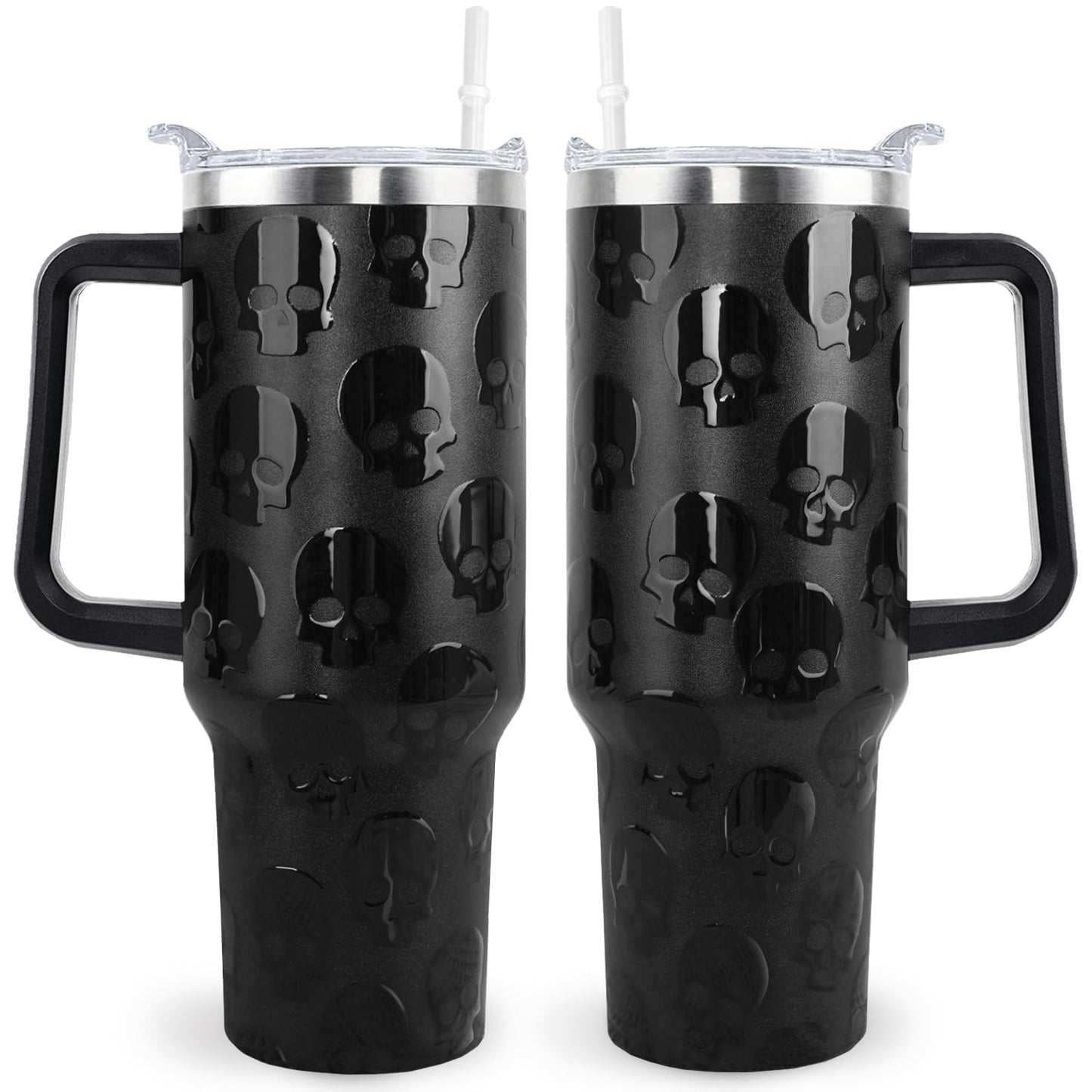 sxmluedn Goth Gifts Goth Tumbler Halloween Tumbler 40 Oz 3d-Printed Skull Gifts Cup For Women Men Spooky Skeleton Travel Mug with Handle Lid and Straw