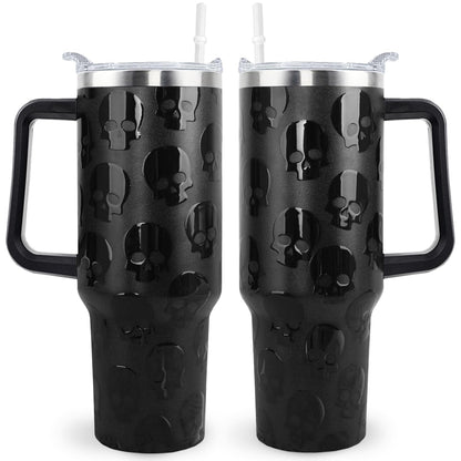 sxmluedn Goth Gifts Goth Tumbler Halloween Tumbler 40 Oz 3d-Printed Skull Gifts Cup For Women Men Spooky Skeleton Travel Mug with Handle Lid and Straw
