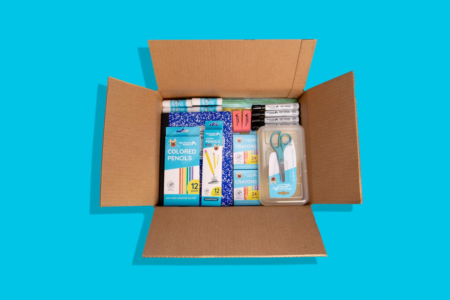 Blue Summit Elementary School Supplies Kit, 2nd Grade School Supplies Set, for Elementary Supply, Bulk 44 Piece Box