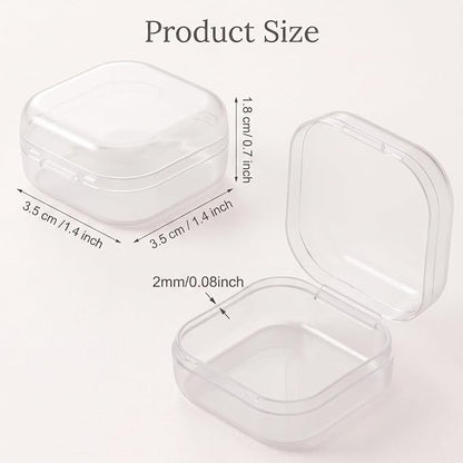 Jetec 6 Pieces Mini Plastic Clear Beads Storage Containers Box for Collecting Small Items, Beads, Jewelry, Business Cards, Game Pieces, Crafts (1.4 x 1.4 x 0.7 Inch)