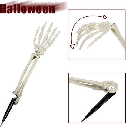AOFOX Halloween Realistic Skeleton Stakes Zombie Ghost Arm Stake Severed Plastic Skeleton Hands Yard Signs for Lawn Stakes Garden Halloween Props Decoration(10 Pcs White)
