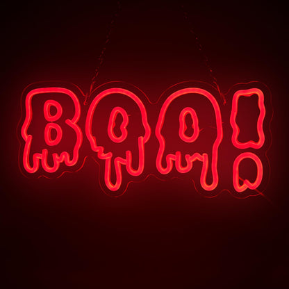 FITNATE BOO Neon Sign, Dimmable Spooky Haunted Mansion Decor LED Neon Signs, Red BOO Neon Light Up Sign for Haunted House Man Cave Bar Party Christmas Decor