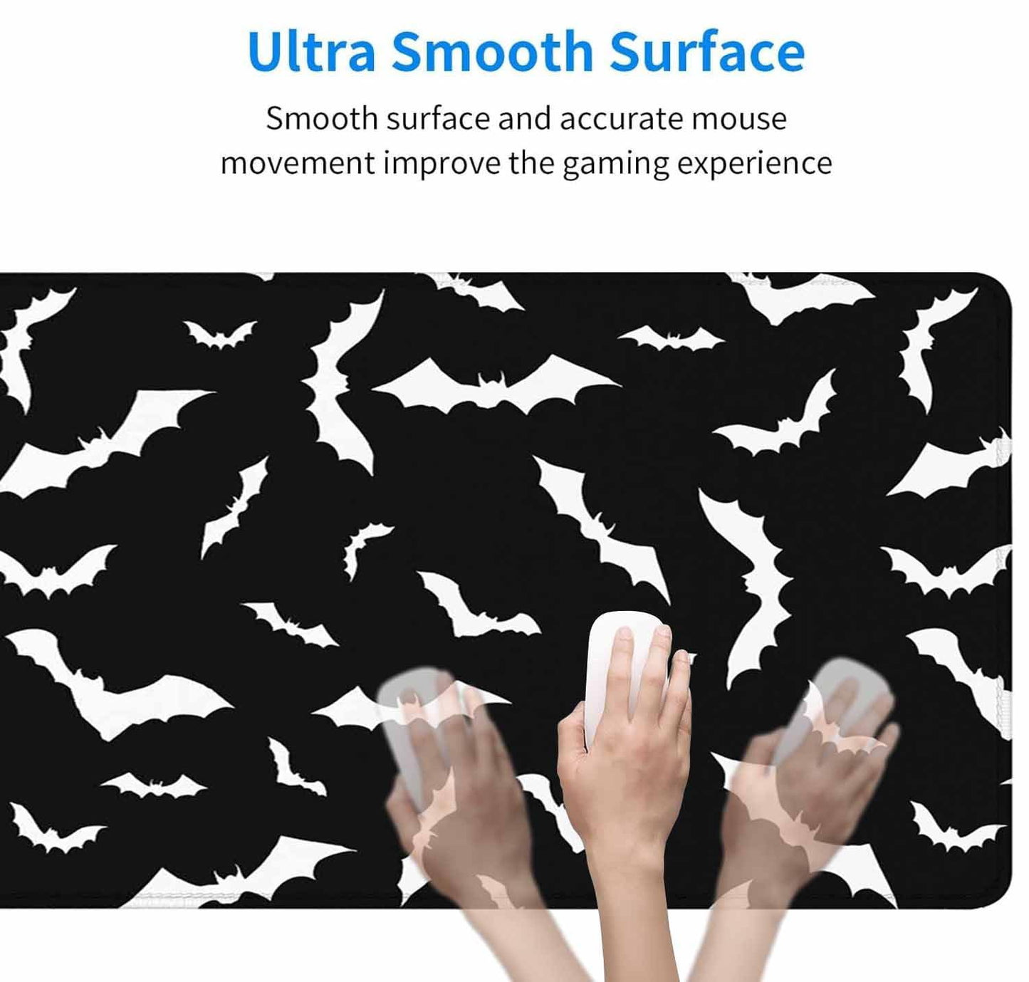 Gaming Mouse Pad, Large Swarm of Bats Mouse Pads for Desk, Non-Slip Rubber Base Mousepad, Keyboard Mouse Mat Desk Pad with Stitched Edges, 35.4x15.7 inch