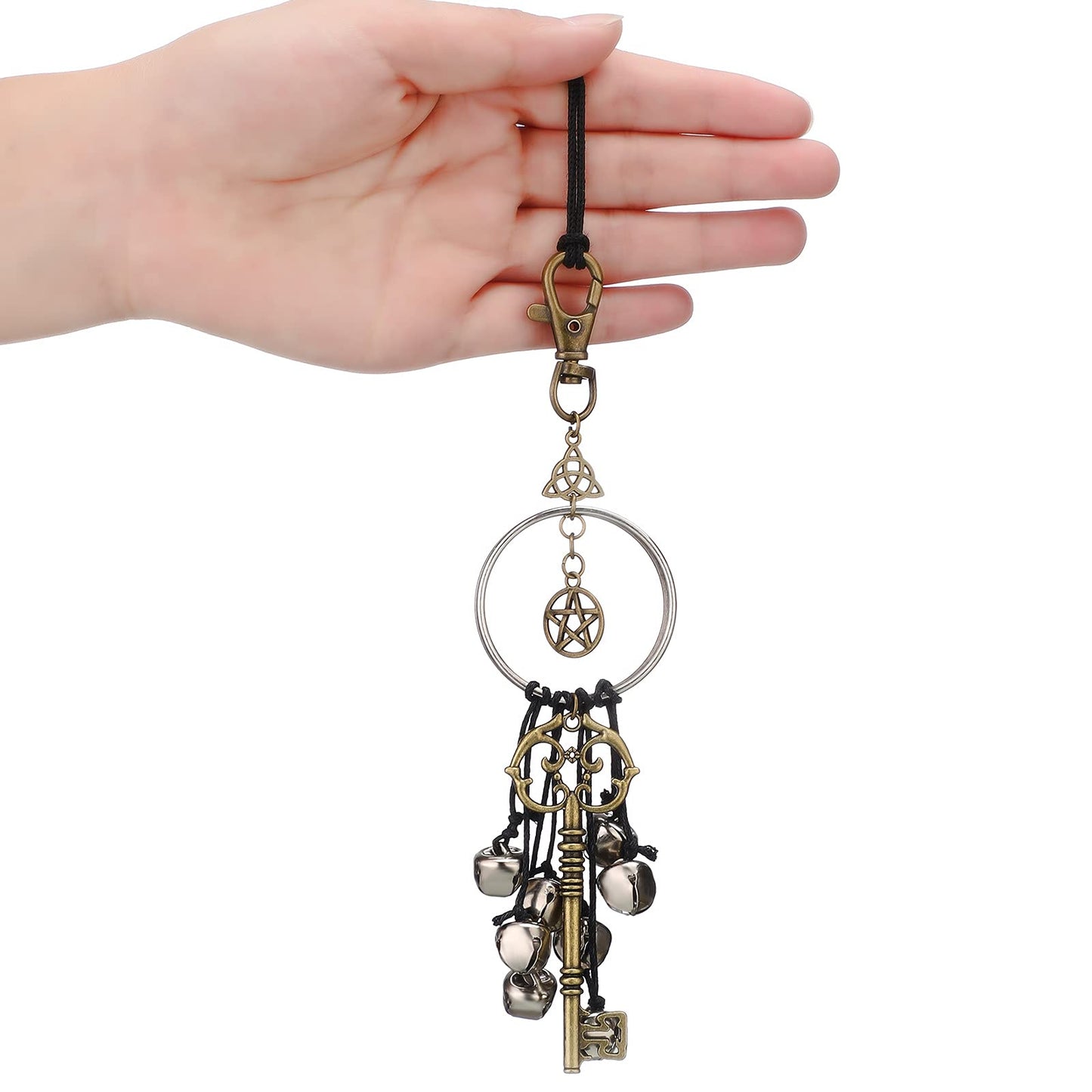Witch Bells for Door Witchcraft Bells Supplies Wiccan Decor Altar Bell Antique Magic Keys Witchy Wicca Home Protection Decor Kitchen Witch Decor (2 Pieces)