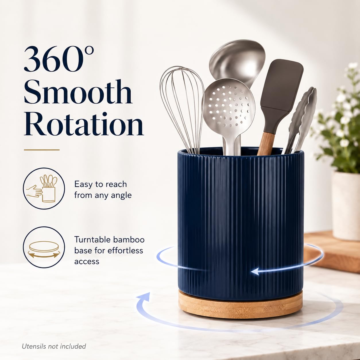 360° Rotating Cooking Utensil Holder, Kitchen Utensil Holder for Countertop