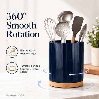 360° Rotating Cooking Utensil Holder, Kitchen Utensil Holder for Countertop