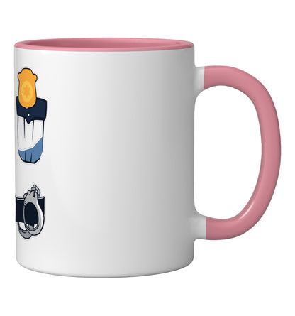 Police Officer Funny Halloween Party Trick Or Treat Scary Ceramic Mug, Pink/White