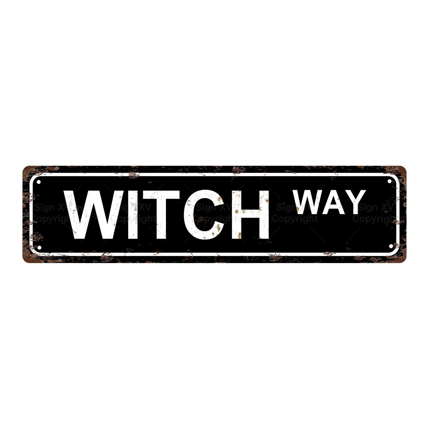 WITCH WAY HALLOWEEN Metal Tin Sign Bar Cafe Garage Cave Home Room Wall Bathroom Farmhouse Garden Porch Patio Decor, 8 x 8 Inch