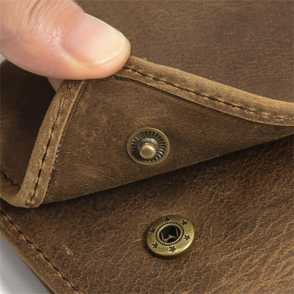 PINKPIN Mens Wallets with Chains, Genuine Leather Trifold Wallet RFID Blocking Anti-Theft Chain for Biker, Motorcycle (Brown)