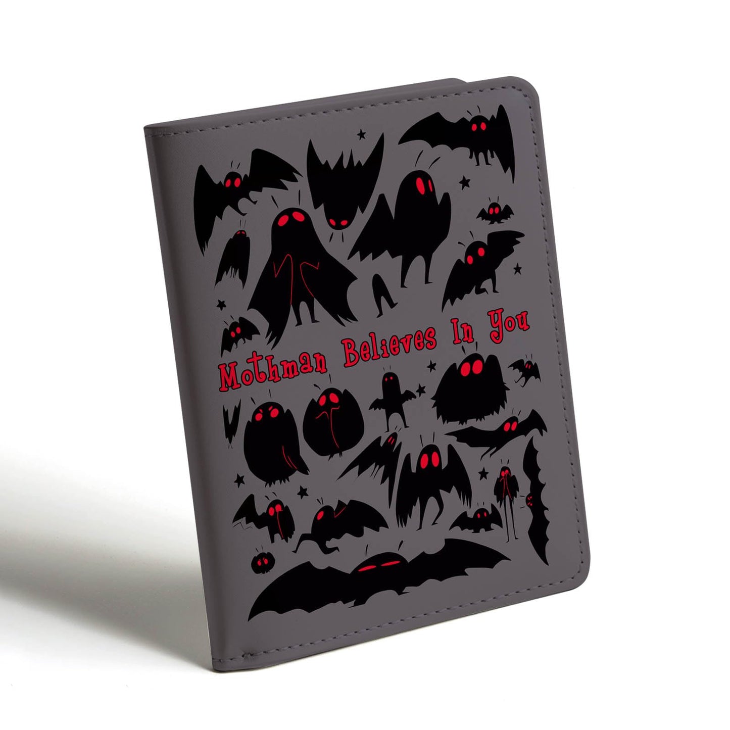 WHLBHG Mothman Leather Notebook Mothman Cryptid Creature Gifts Believes In You Travel Journal Moth Insect Witch Spooky Monster Creepy Weird Notebook (Journal-Mothman Believes)