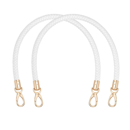 PATIKIL Braided Purse Straps 40cm / 15.7", 2 Pack PU Leather Handbag Handles Replacement with Gold Buckle for DIY Purse Handbag Tote Making Accessories, White