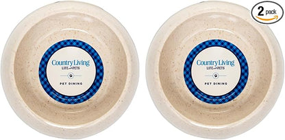 Country Living Set of 2 White Swan Bamboo Dog Bowls (64oz) – Naturally Sourced Bamboo Design, Non-Toxic, Durable, Dishwasher & Microwave Safe and Pet-Safe Feeding Dish, Ideal for Extra Large Dogs