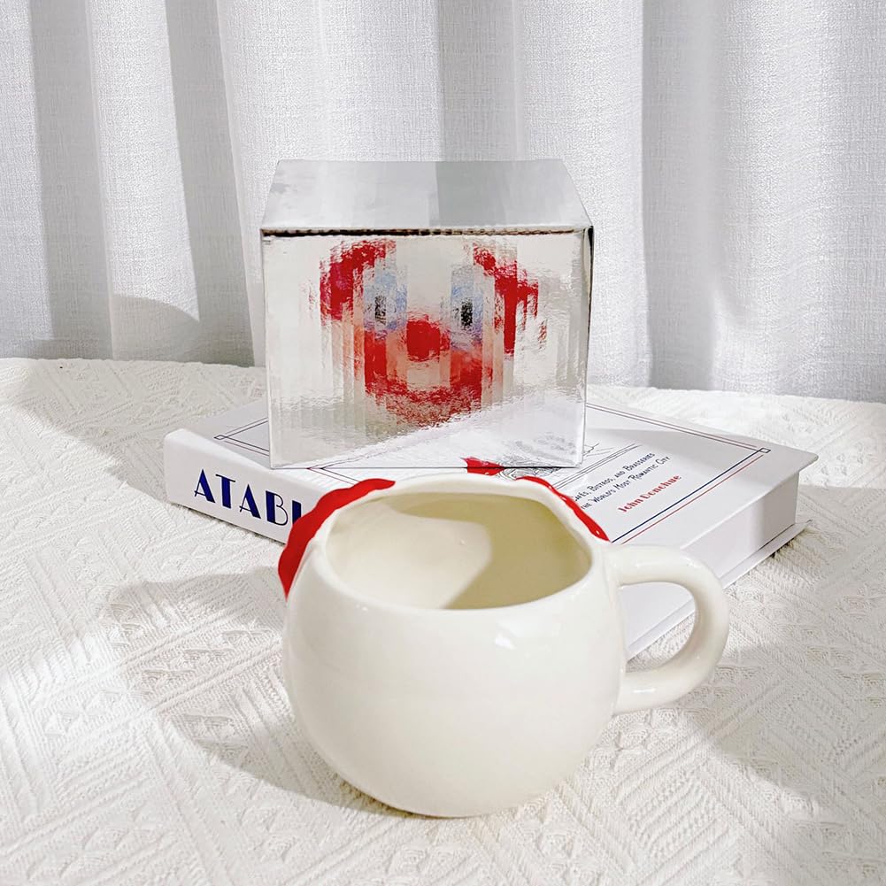 AKV Cute Clown Coffee Mug Halloween Joker Statue Mug Funny Ceramic Clown Mug with Coffee Scoop, 400ml Coffee Cups, Cartoon Clown Water Cup, BPA-free, Best Halloween Gifts for Women Kids
