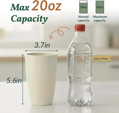Homienly Premium Wheat Straw Cups, 20oz Lightweight and Unbreakable Drinking Cups Set of 6, Reusable Water Glasses Microwave and Dishwasher Safe Cup Set for Coffee, Milk, Juice - GreyStone