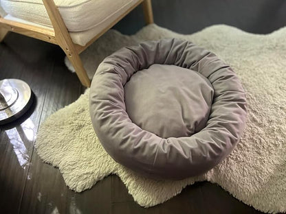 Organic Cotton Canvas Dog Bed: Removable Cover, Natural Fill - Made in USA (Blue Gray, Medium 28" x 8" inches)
