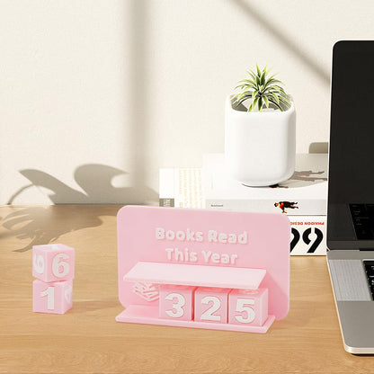 UNICRAFTALE Books Read This Year Counter Plastic 3D Printed Book Tracker for Reading Goal Display Pink Books Counter Sign Bookshelf Decor Reading Challenge Gift for Book Lovers 15.7x5.1x3.1Inch