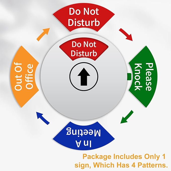 Office Door Sign, Do Not Disturb/Out of Office/In a Meeting/Please Knock, Rotating Door Privacy Sign-6 Inch, Silver