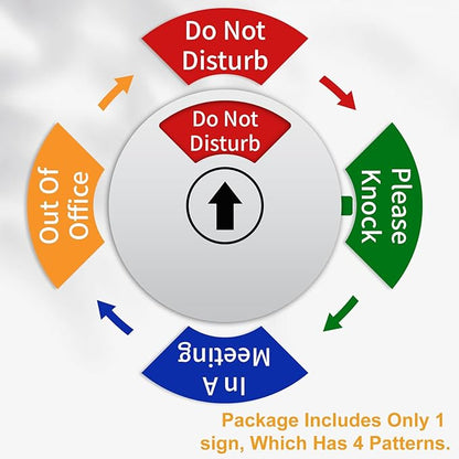 Office Door Sign, Do Not Disturb/Out of Office/In a Meeting/Please Knock, Rotating Door Privacy Sign-6 Inch, Silver