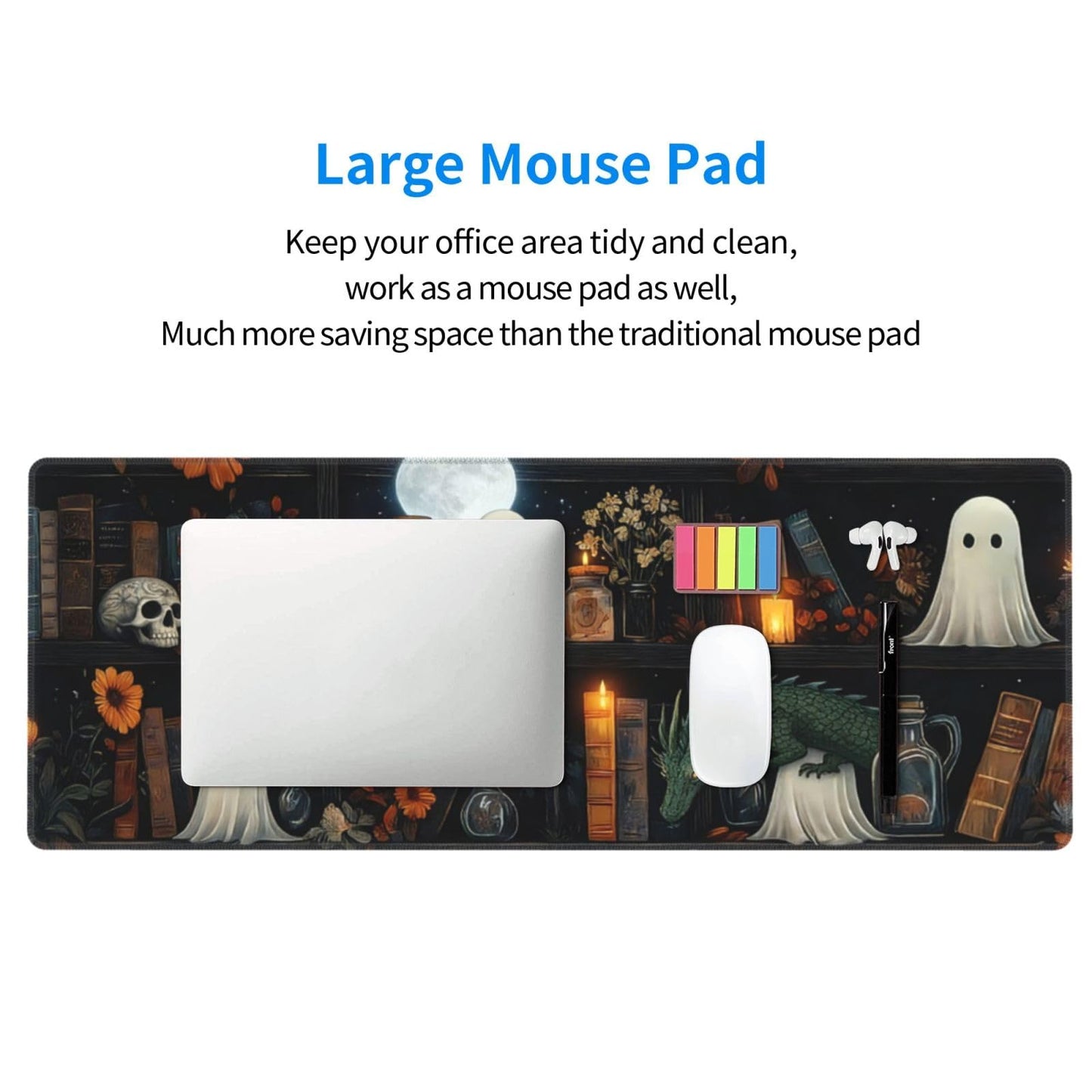 Gothic Library Large Gaming Mouse Pad, Long Extended Full Mouse Mat Desk Pad for Top Keyboard Table, Aesthetic Stitched XL Mousepad Gifts for Men and Women Office Decor, 31.5 * 11.8 in