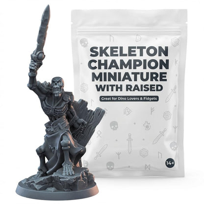 Skeleton Champion Collectible Figurine - Detailed Undead Warrior Desk Decor for Fantasy Themed Display or Gift - 3D Printed in Canada