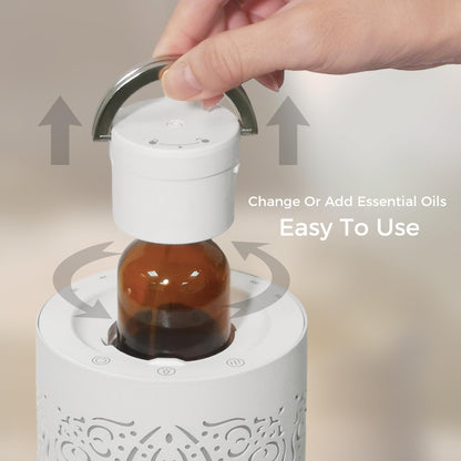 Earnest Living Essential Oil Diffuser White Ceramic Diffuser 100 ml Timers Night Lights and Auto Off Function Home Office Humidifier Aromatherapy Diffusers for Essential Oils