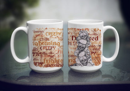 Caroline's Treasures SB3012CM15 Creepy, Haunted and Frightful with skulls Halloween Dishwasher Safe Microwavable Ceramic Coffee Mug 15 ounce, 15 ounce, multicolor