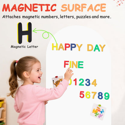 OMKSIH Arch Magnetic Wall Decal for Kids 39.3x17.5 Inch White Magnetic Chalk Board Sticker Magnet Chalkboard for Wall Peel and Stick Self Adhesive Blackboard Multifunctional for Playroom Home School