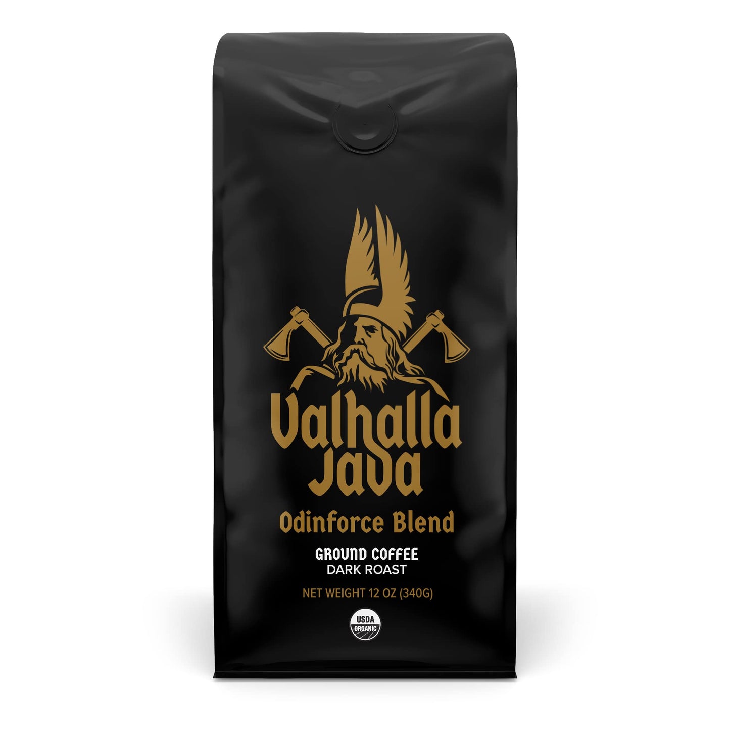 Death Wish Coffee Valhalla Java Dark Roast Ground Coffee, 12 Oz, Bold & Intense Blend of Arabica Robusta Beans, USDA Organic