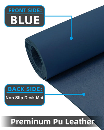 Large Desk mat, Leather Desk Pad Protector,Office Desk Mat,Mouse Pad, Non-Slip Desk Blotter, Laptop Desk Pad, Waterproof Desk Writing Pad for Office&Home (Midnight Blue, 55" x 17")