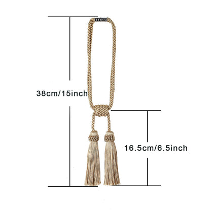 Fenghuangwu Magnetic Curtain Tiebacks 4Pack Tassel Curtain Tieback Modern Handmade Tie Backs,Decorative Tassel Holdback for Draperies,Window Decor(Beige)