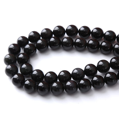 8MM Black Obsidian Round Loose Beads Natural Gem Beads Crystal Energy Stone Beads for Jewelry Making DIY Bracelet Necklace