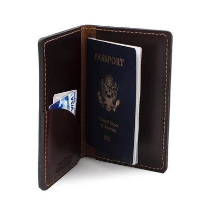 Leather Passport Holder for Men | Made in USA | 3.5" x 5.5" Field Notes Cover | Whiskey Barrel Brown