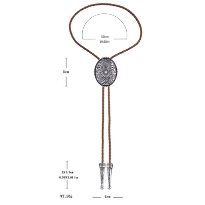 Jeilwiy Bolo Tie for Men Vintage Silver Floral Cowboy Mens Bolo Ties Western Brown Leather Cowboy Tie Adjustable