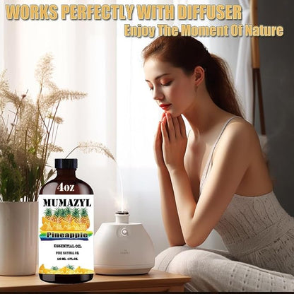 Pineapple Essential Oil, Pineapple Oil 4 Fl Oz 120ML for Diffuser Humidifier Yoga Cleaning DIY Candle Soap Making MUMAZYL Essential Oils
