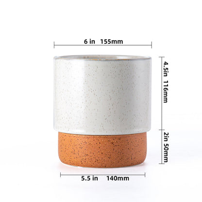 Chubacoo Self Watering Plant Pot: 6 Inch Ceramic Planter with Drainage Hole & Water Storage Plus - Flower Pot for Indoor & Outdoor Plants (Retro Grey, Small)
