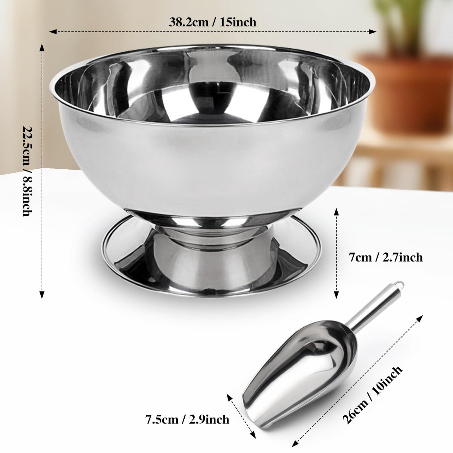 Yeatruojeet 12L Large Ice Bucket for Parties,Silver Stainless Steel Beverage Tub with Scoop – Champagne Bucket for Mimosa Bar Supplies, Wine Cooler Bucket, Drink Bucket for Celebrations