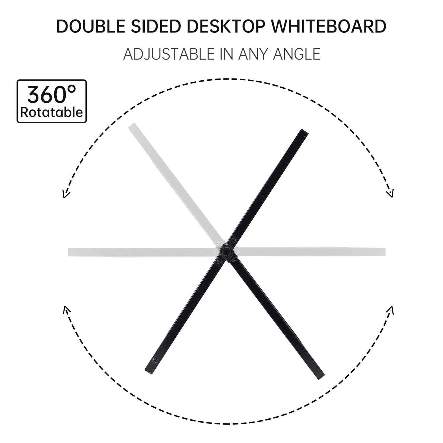 TSJ OFFICE Small White Board - 12 X 16 Inches Small Magnetic Dry Erase Board with Hooks for Wall, Desktop Whiteboard Stand 360 Degrees Revolving Double Sided for Office, Home, School, Black