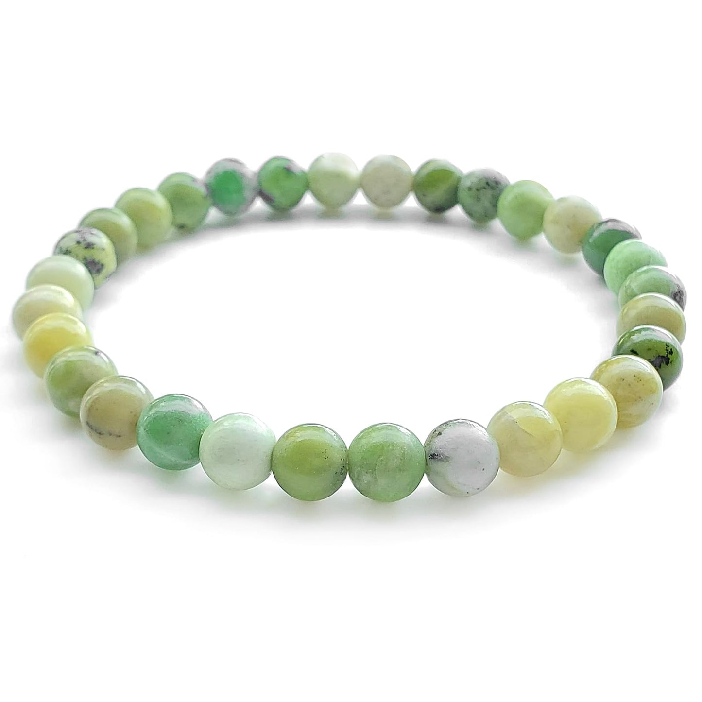 chengmu 6mm Australian Chrysoprase Stretch Bracelet, Natural Gemstone Round Stone Crystal Beads for Beaded Elastic Bracelet 7.5"