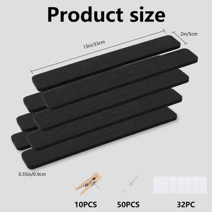 Vuzvuv 8 pcs Bulletin Board Bar Strips No Adhesive Backing with Glue Points ，Self Adhesive Cork Board for Wall，Felt Pin Board for School，Office Decor(Black)