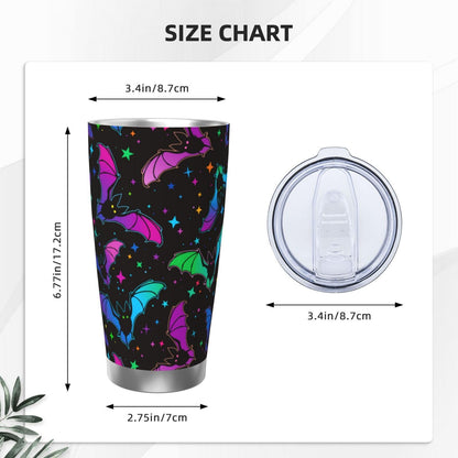CHASOEA Bat Star Tumbler 20oz Halloween Stainless Steel Insulated Tumblers with Lid and Straw Animal Travel Coffee Mug Wine Tea Cups Water Bottle Holiday Gifts for Women