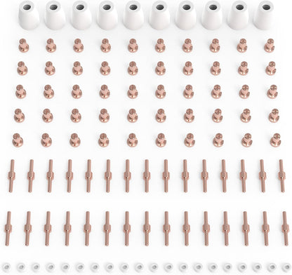 TOOLIOM 110Pcs Plasma Cutter Torch Consumables PT31 Electrode Nozzles Cups Kit Fit CUT40 CUT50 with Plasma Cutting Torch PT31 LG40