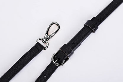 LIVE UP Full Grain Purse Strap Genuine Leather Replacement for Cross Body Bag Handbags(6# Black-Grey Buckles with Tassel)