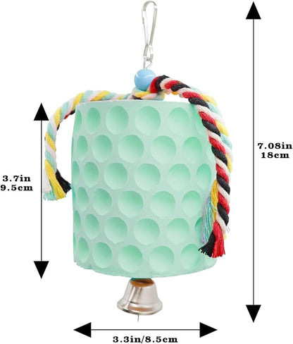Oooct Large Chicken Chewing Toy, Chick Beak Grinding Calcium Stone with Bells, Chicken Coop Accessories, Cage Toys for Cockatiel Parakeet Parrot Budgies Rat Hamster Rabbit Bunny Green