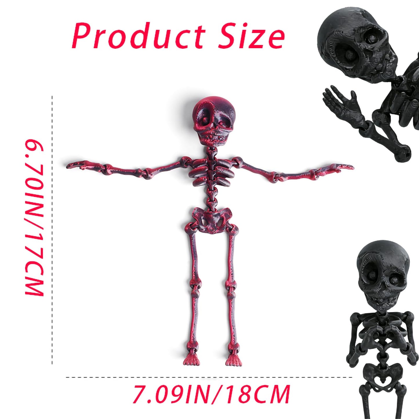 Funny Fridge Magnets 5pcs 3D Printed Skeleton Magnets for Locker and Office Posable Articulated Mini Skull Refrigerator Decorations Gothic Easter Room Decorations 7 Inches (Pink)
